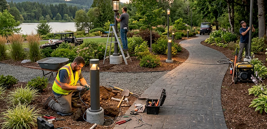 Landscape Post, Pole, and Bollard Lighting Installation in Farmington
