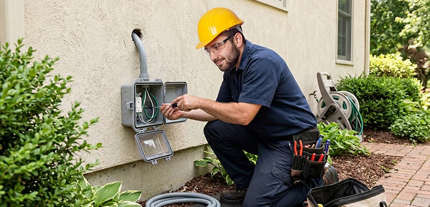 Outdoor Outlet Installation on Vinyl Siding in Farmington